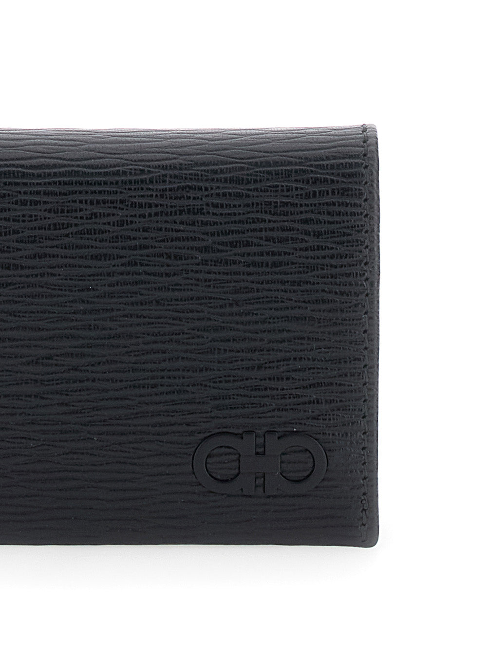 Revival Black Cardholder with Gancini buckle on Tone-on-Tone in Leather Man Calf Products