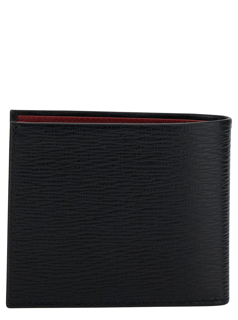 Black Revival Gancini Wallet In Hammered Leather for Men Calf Products