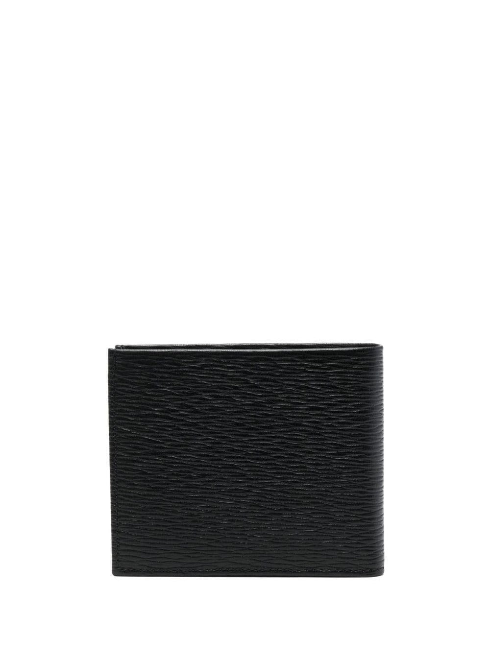 Revival Black Bifold Wallet with Tone-on-Tone Gancini Plaque in Grained Leather Man Calf Products