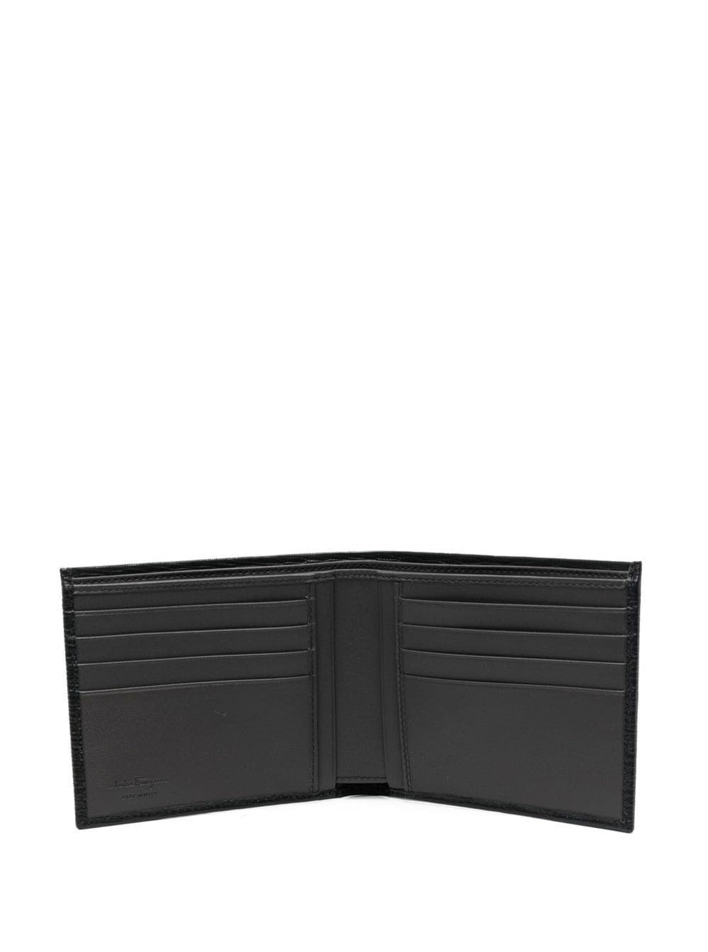 Revival Black Bifold Wallet with Tone-on-Tone Gancini Plaque in Grained Leather Man Calf Products