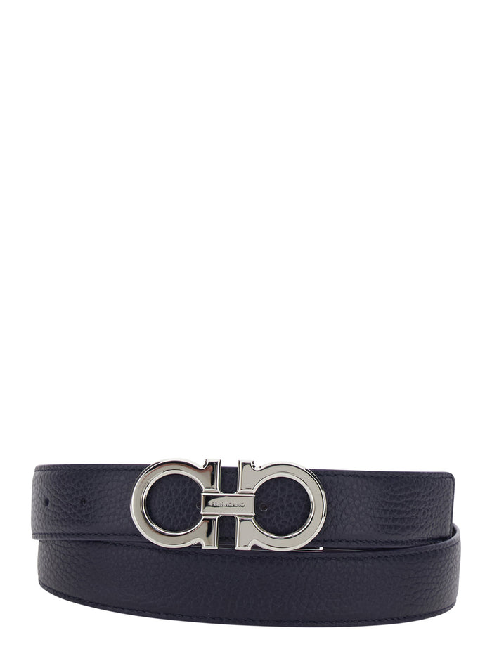 Womens Blue Leather DOUBLE-ADJUSTABLE Belt Blu