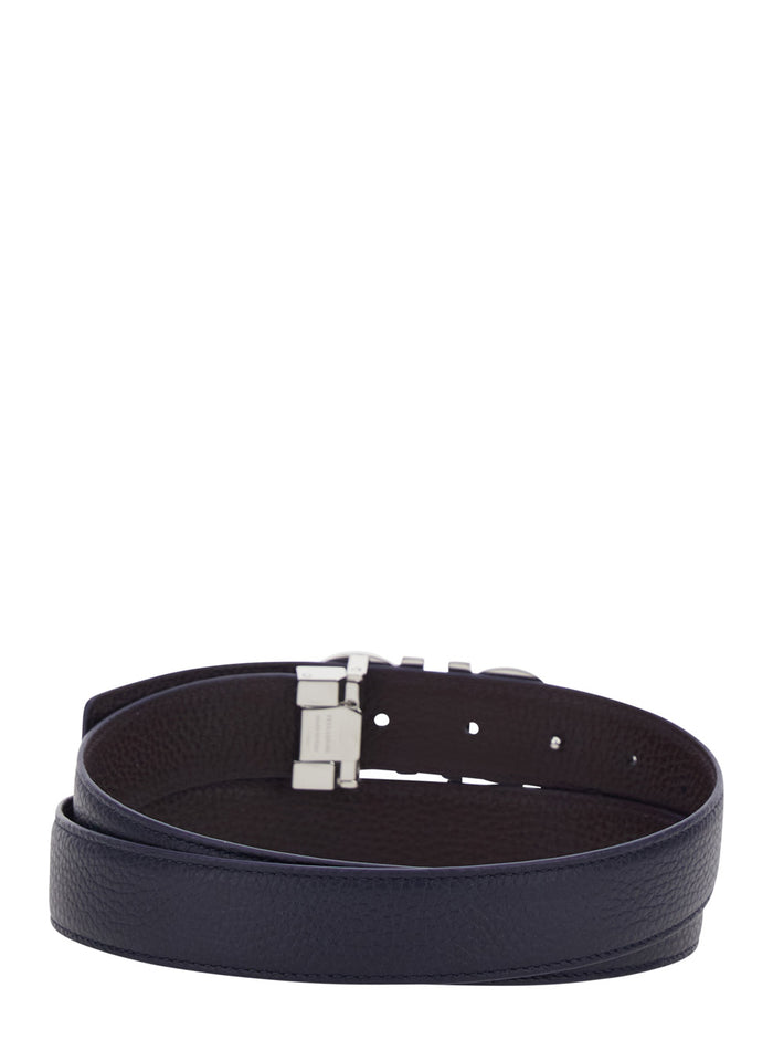 Womens Blue Leather DOUBLE-ADJUSTABLE Belt Blu