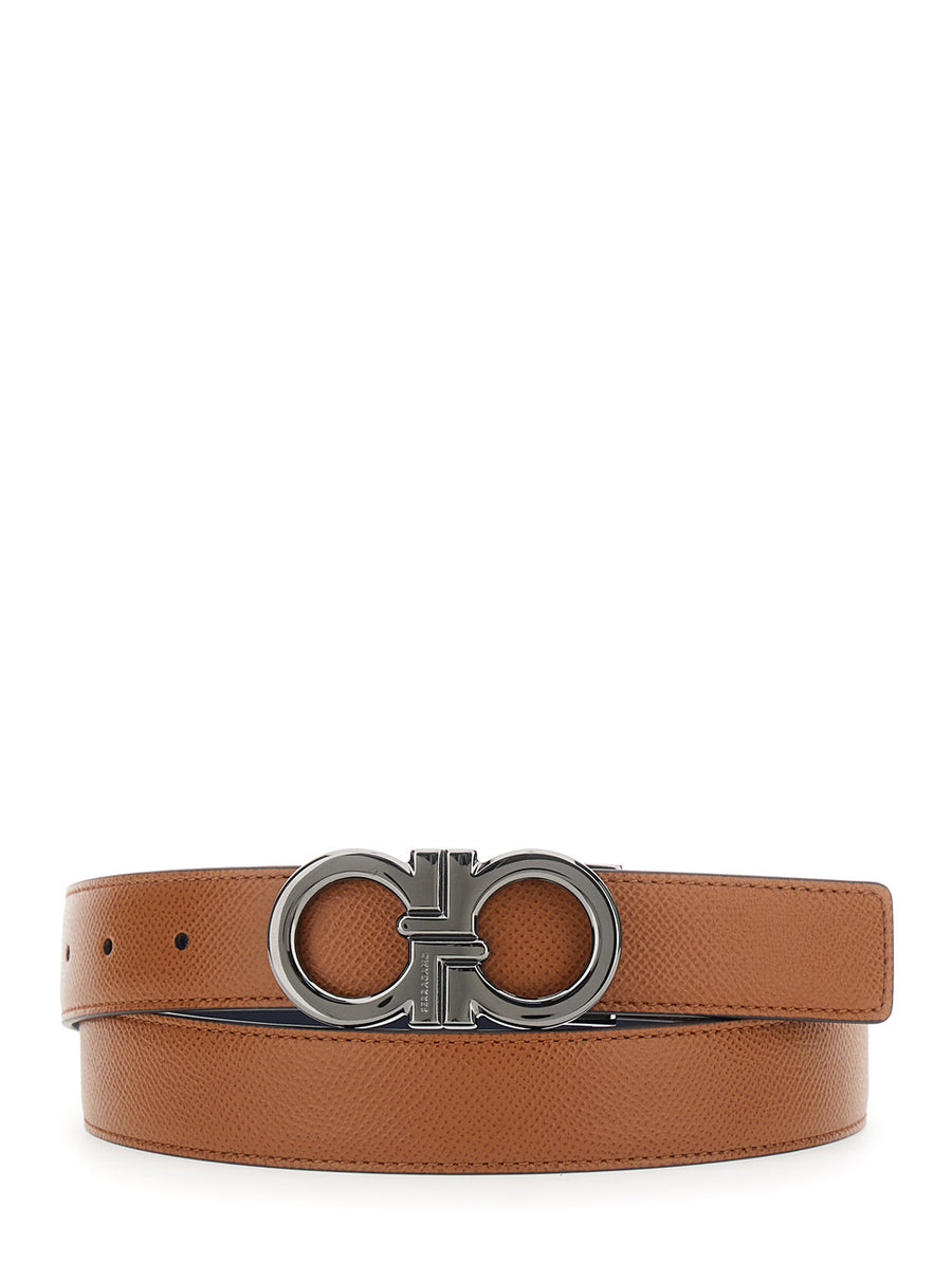 Belt Reversible Grained Brown Calfskin