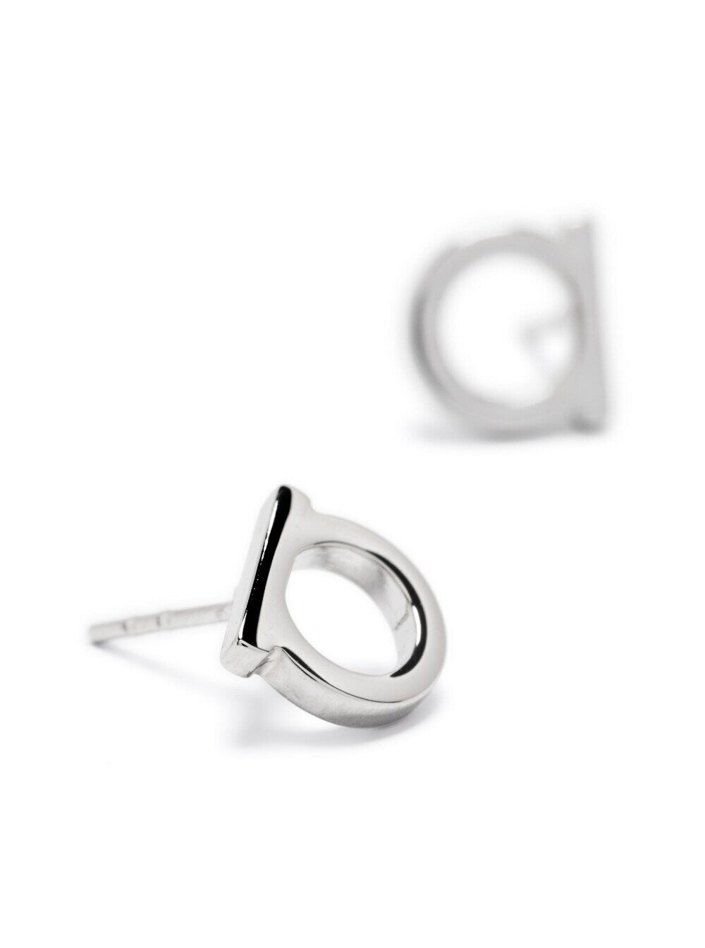 Silver Colored Earrings with Gancini Plate in Brass Women Metallic