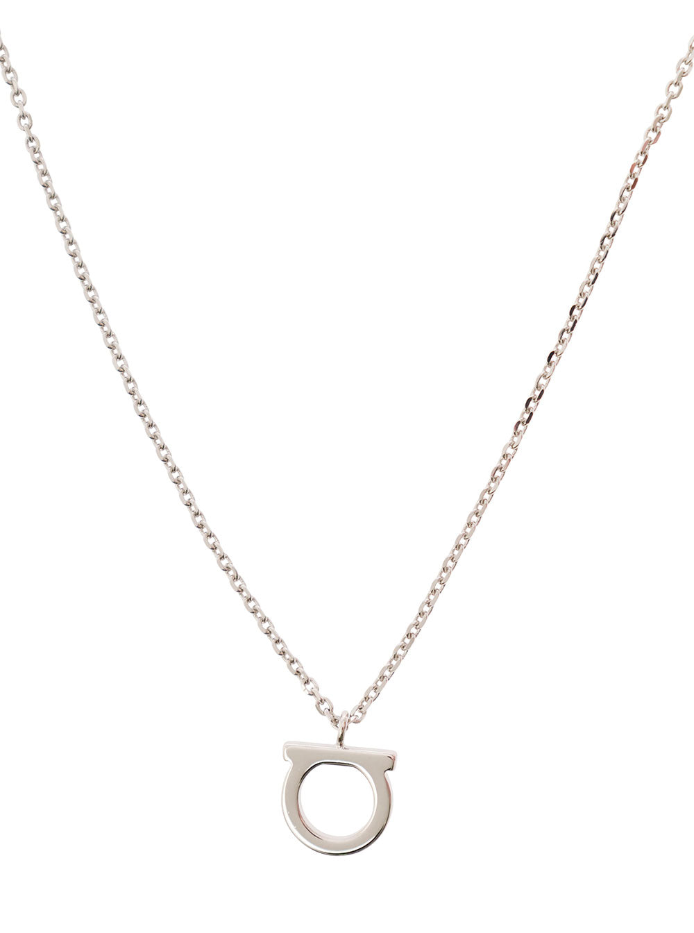 Silver-Colored Necklace With Hook Charm Brass Woman Metallic Necklaces