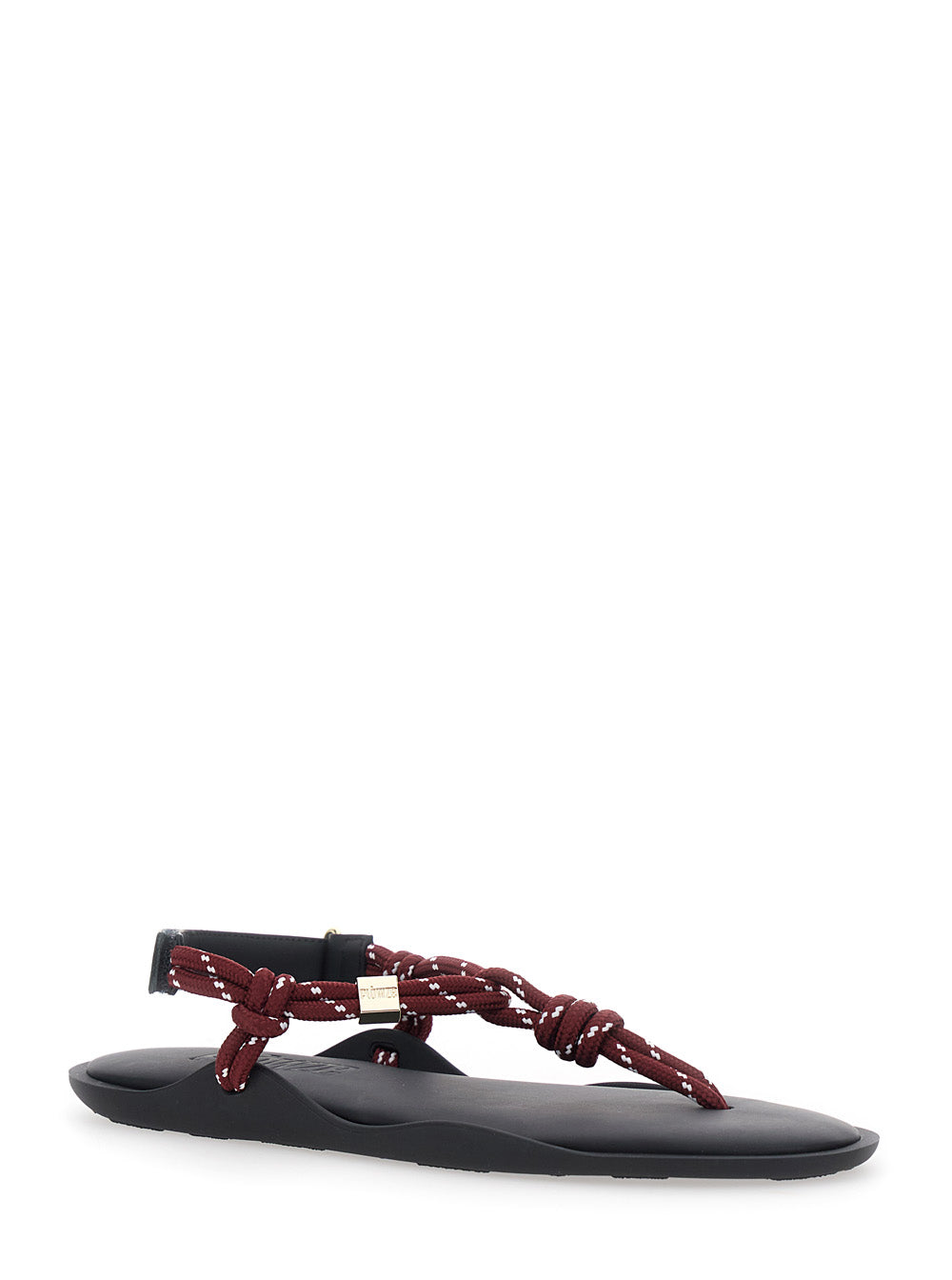 Flo Bordeaux Sandals With Straps And Ankle Strap Leather Blend Woman Flat Shoes