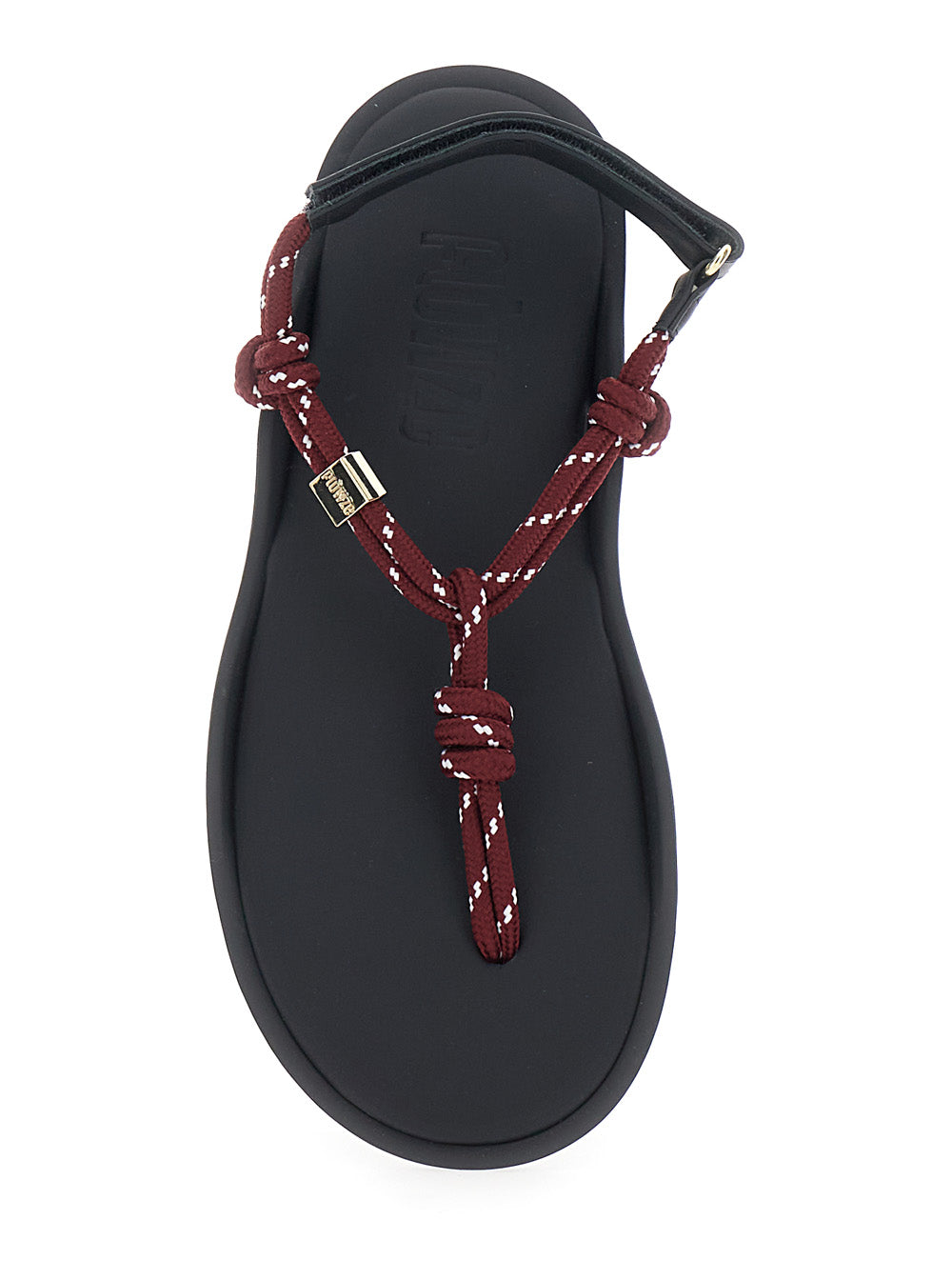 Flo Bordeaux Sandals With Straps And Ankle Strap Leather Blend Woman Flat Shoes