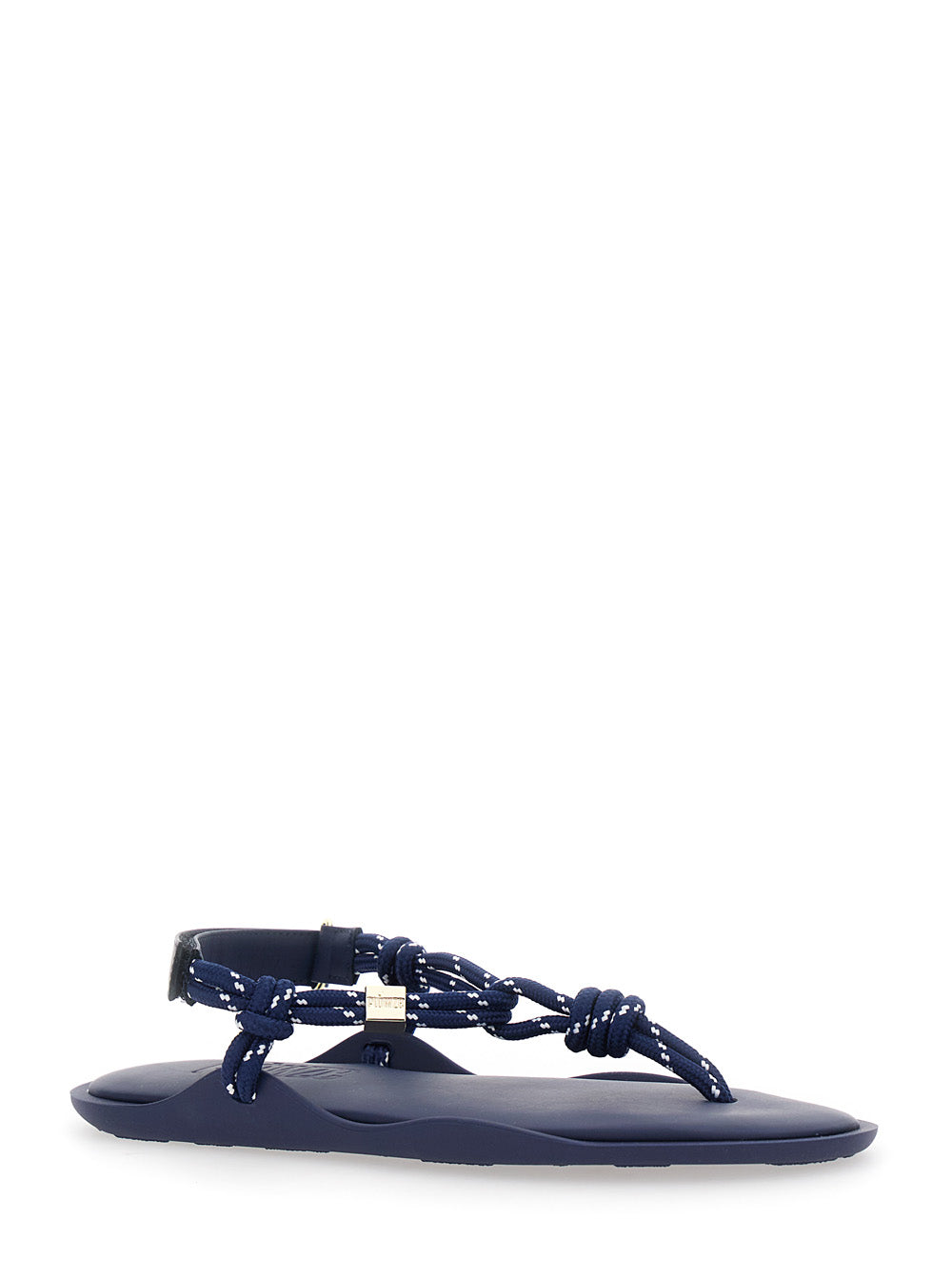 Flo Blue Sandals With Straps And Ankle Strap Leather Blend Women Blu Flat Shoes