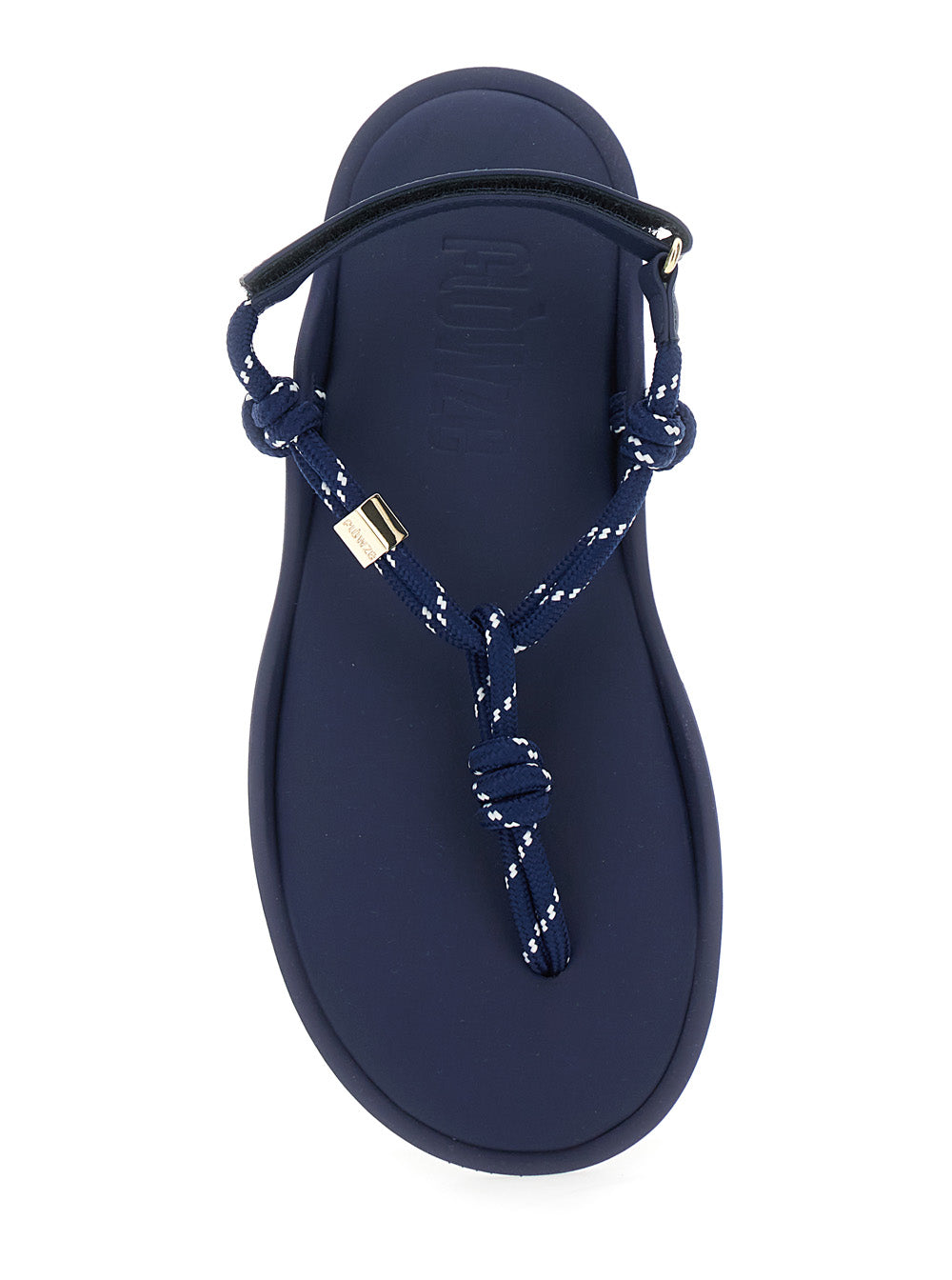 Flo Blue Sandals With Straps And Ankle Strap Leather Blend Women Blu Flat Shoes