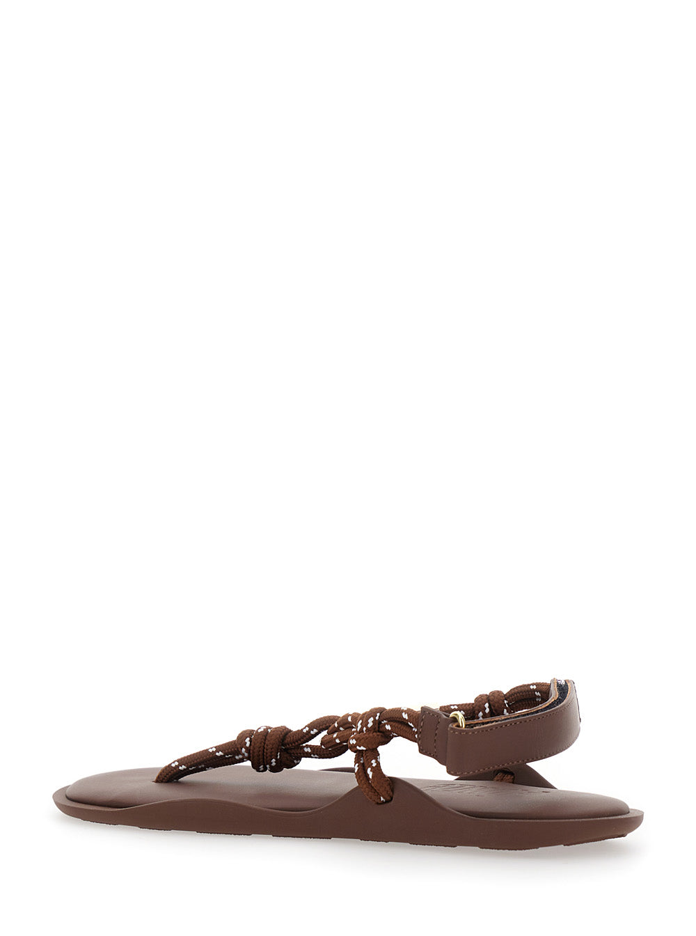 Flo Monocolour Brown Sandals With Rubber Sole Leather For Women Flat Shoes