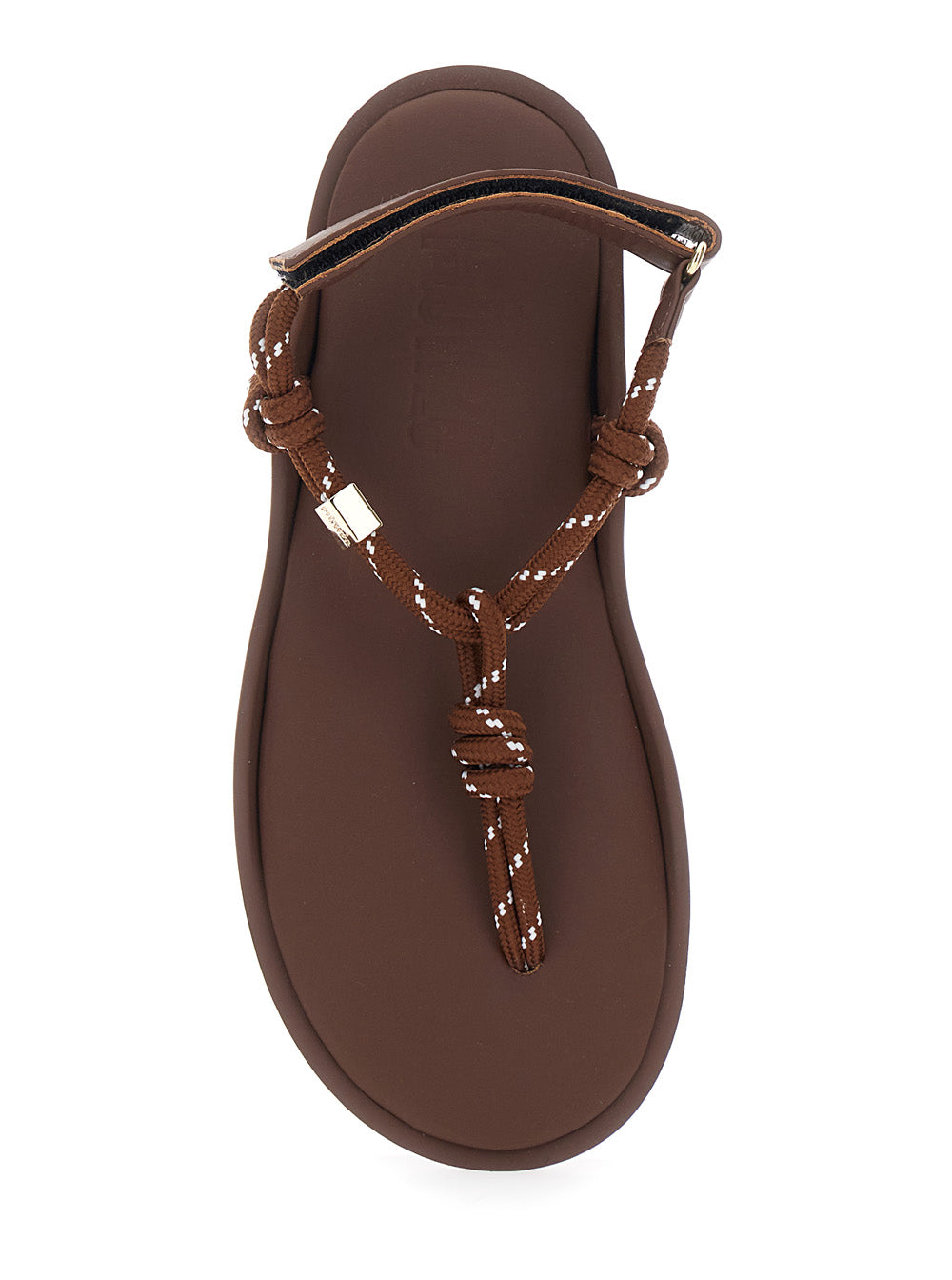 Flo Monocolour Brown Sandals With Rubber Sole Leather For Women Flat Shoes