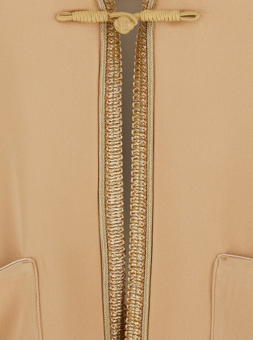 Beige Womens Jacket with Contrast Finishes and Hook Closure in Viscose Blend Acetate Blazers