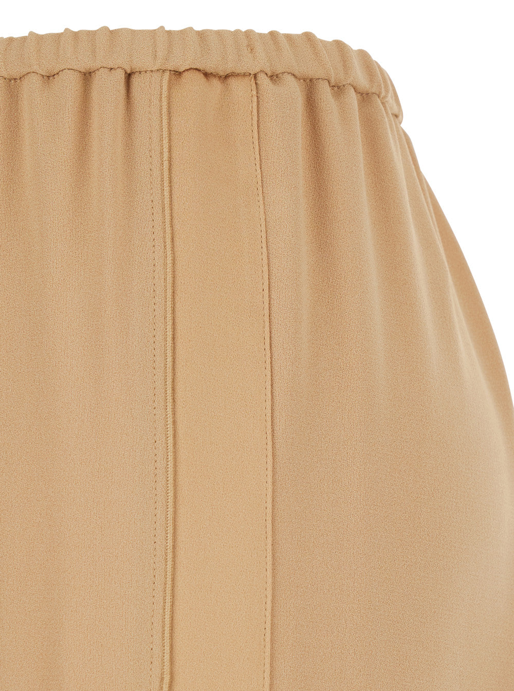 Beige Elasticated Waist Pants in Viscose Blend for Women Acetate Trousers