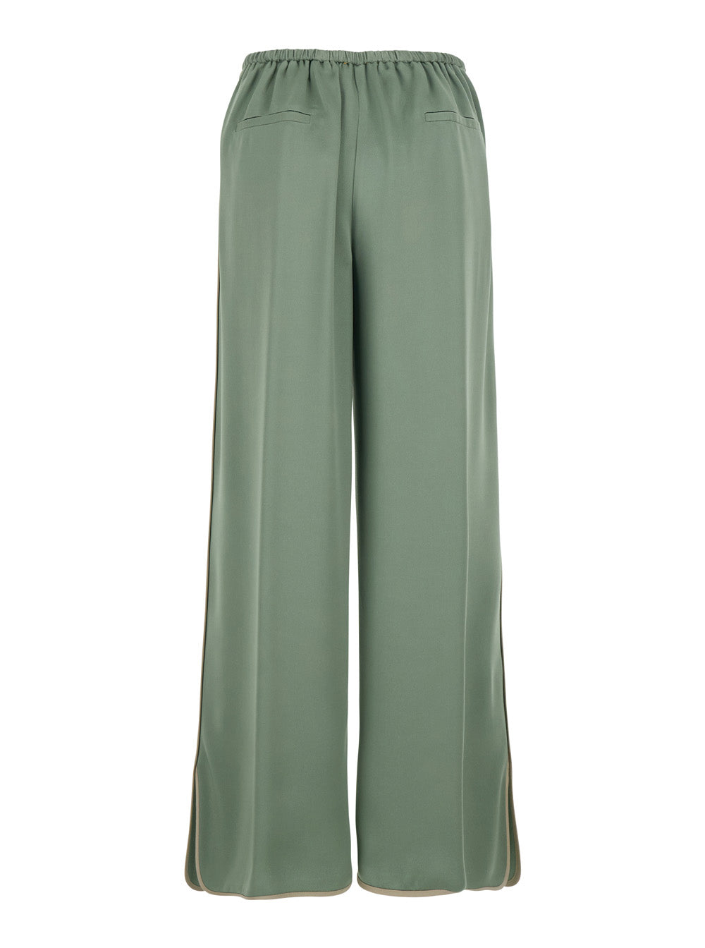 Green Pants with Elasticized Waist at the Back and Wide Leg in Viscose Blend for Women Acetate Trousers