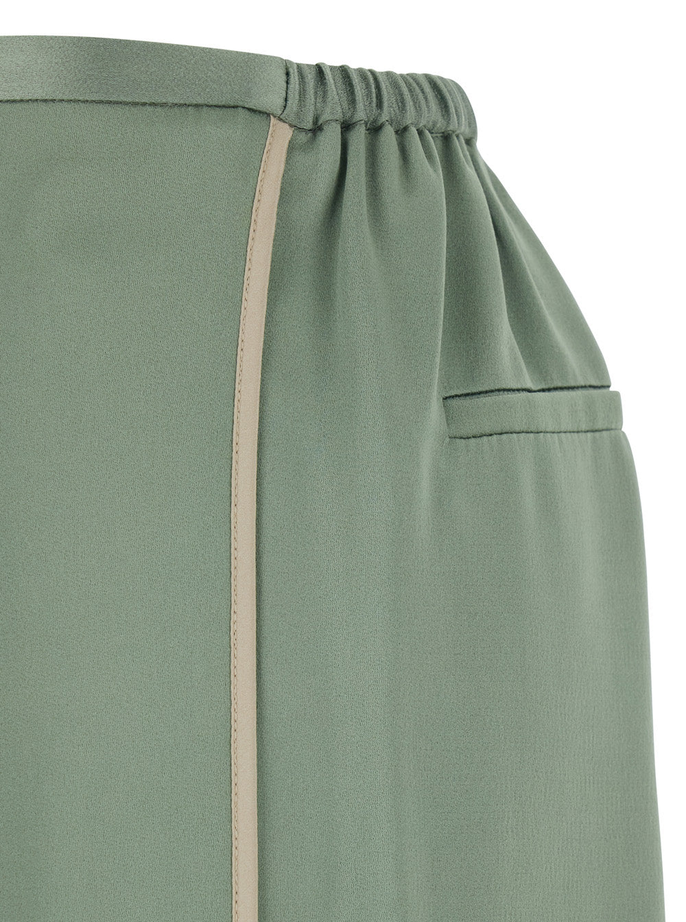 Green Pants with Elasticized Waist at the Back and Wide Leg in Viscose Blend for Women Acetate Trousers