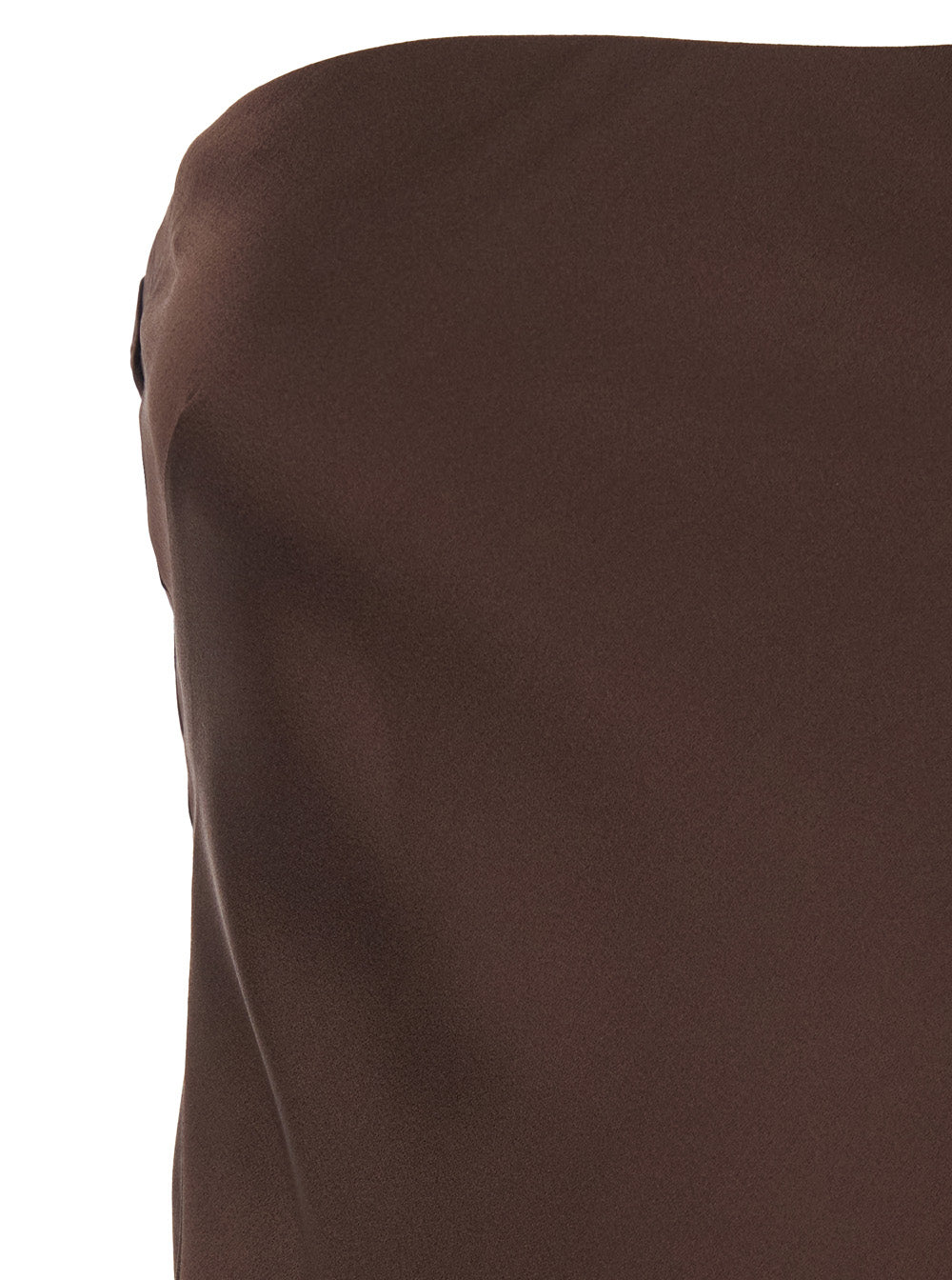 Long Sleeveless Dress with Off Shoulder and Zip Closure at the Back in Viscose Blend Brown Women Acetate