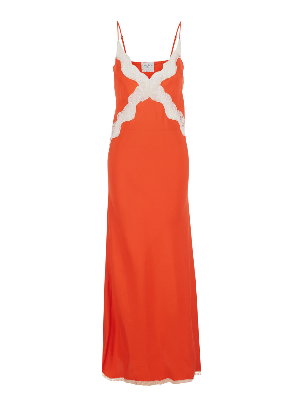 Chic Long Dress With Red Lace Viscose For Women