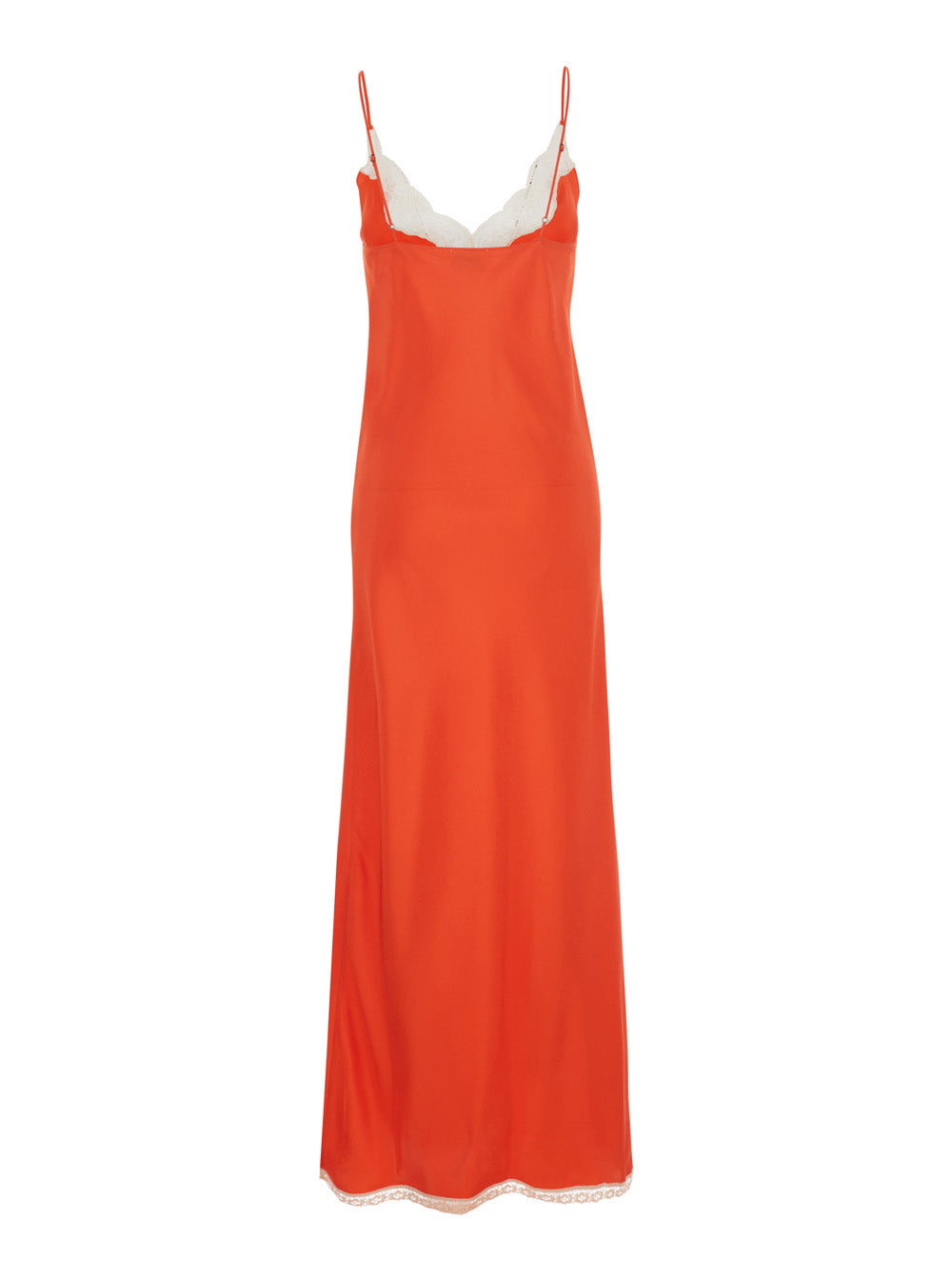 Chic Long Dress With Red Lace Viscose For Women