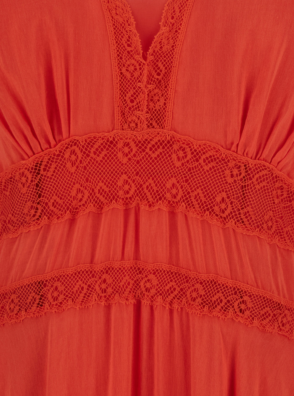 Long Dress co-se volie and lace with slip Red Details Cotton Silk Underskirt Women
