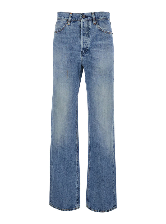Jeans The Stack with Five-Pocket Design and Distressed Effect in Blue Denim for Women Blu Cotton