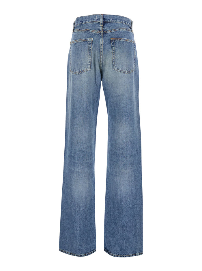 Jeans The Stack with Five-Pocket Design and Distressed Effect in Blue Denim for Women Blu Cotton