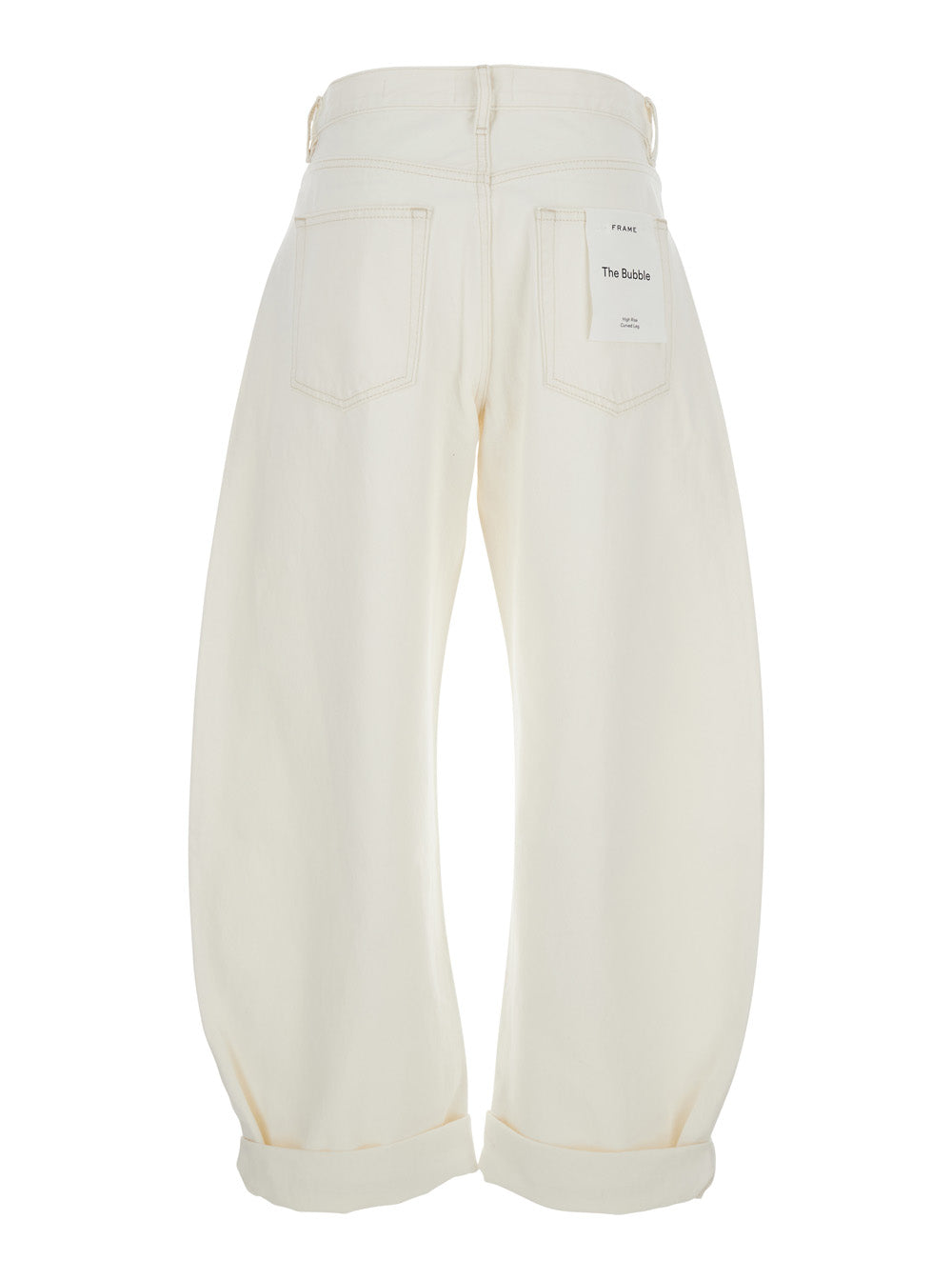 The Bubble White Five-Pocket Jeans with Balloon Legs in Denim Woman Cotton