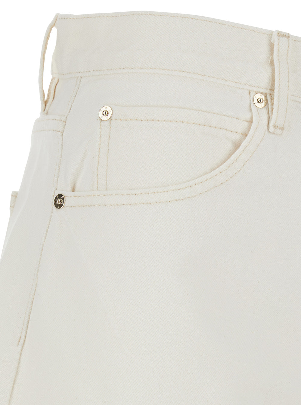 The Bubble White Five-Pocket Jeans with Balloon Legs in Denim Woman Cotton