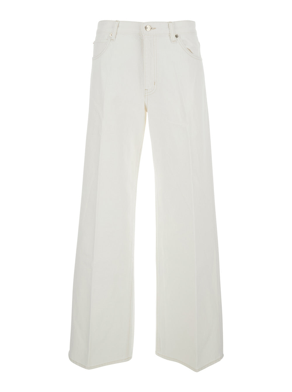 The Stroll White Jeans with Five-Pocket Design in Denim Woman Cotton
