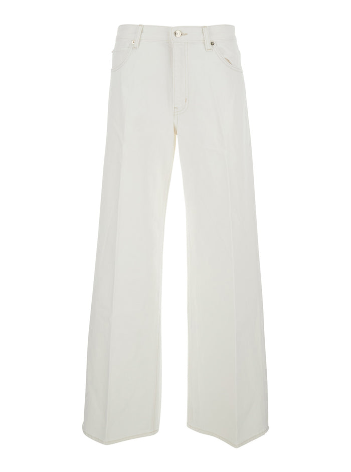 The Stroll White Jeans with Five-Pocket Design in Denim Woman Cotton