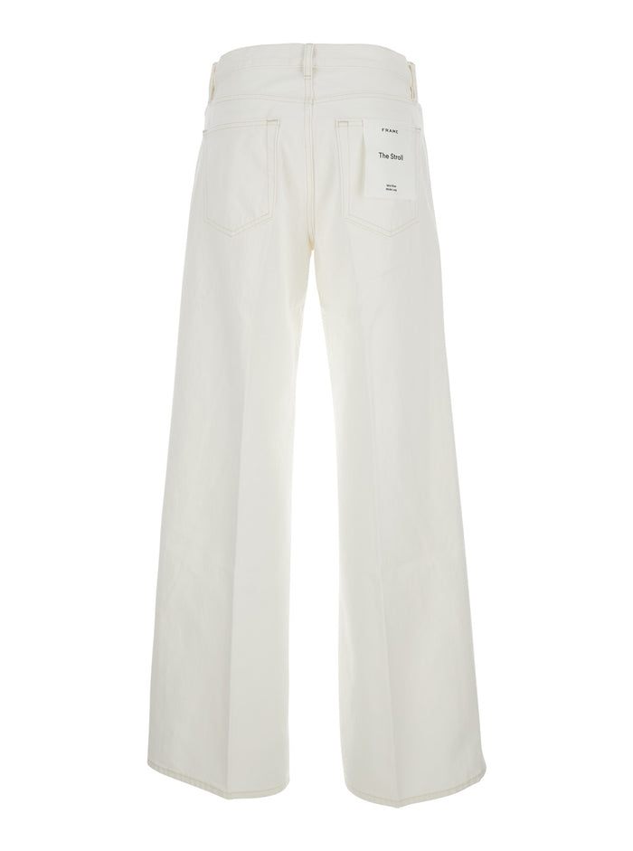 The Stroll White Jeans with Five-Pocket Design in Denim Woman Cotton