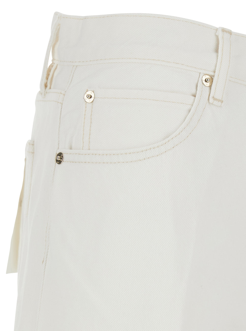 The Stroll White Jeans with Five-Pocket Design in Denim Woman Cotton