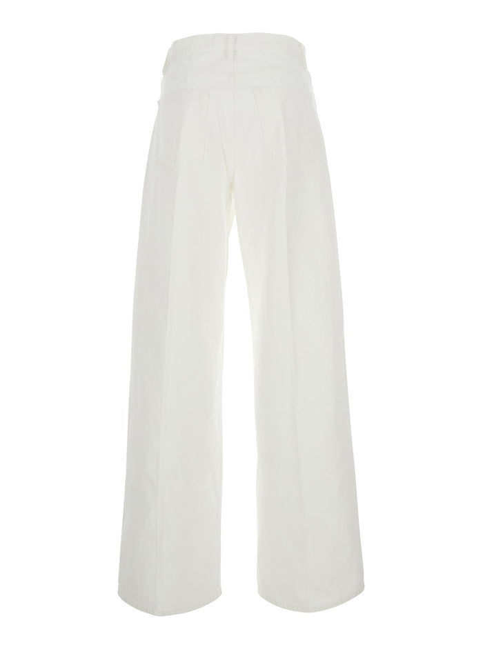 The Collegiate Pocket White Jeans With Patch Pockets Cotton Women