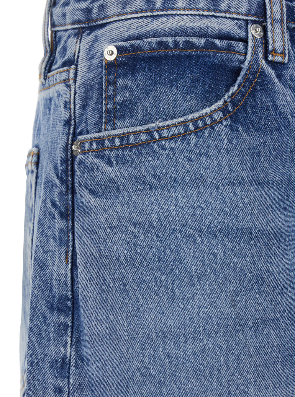 The Bow blue five-pocket jeans with faded effect in denim woman Blu Cotton