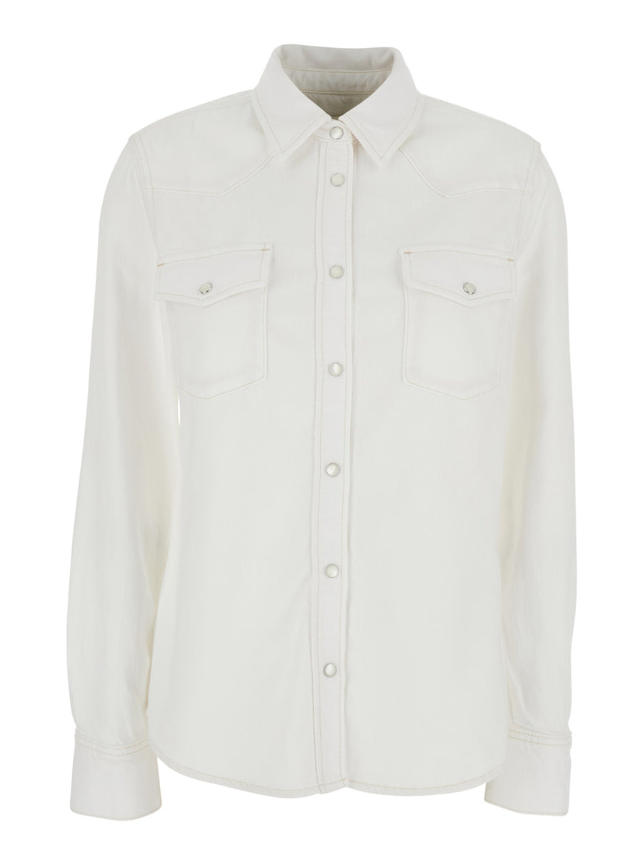 Shirt White Classic Collar Cotton Blouses
