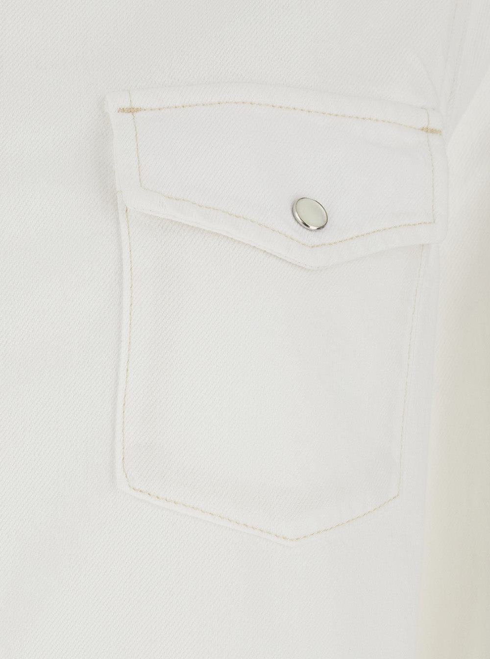 White Shirt with Classic Collar and Two Front Pockets for Women Cotton Blouses
