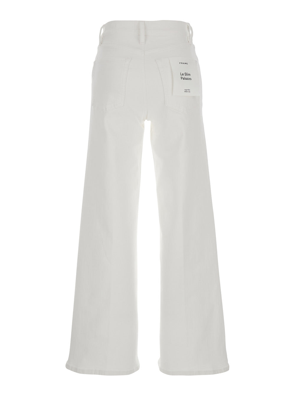 Jeans Le Slim Palazzo with Belt Loops and Wide Leg in White Denim for Women Cotton Rayon Elastane