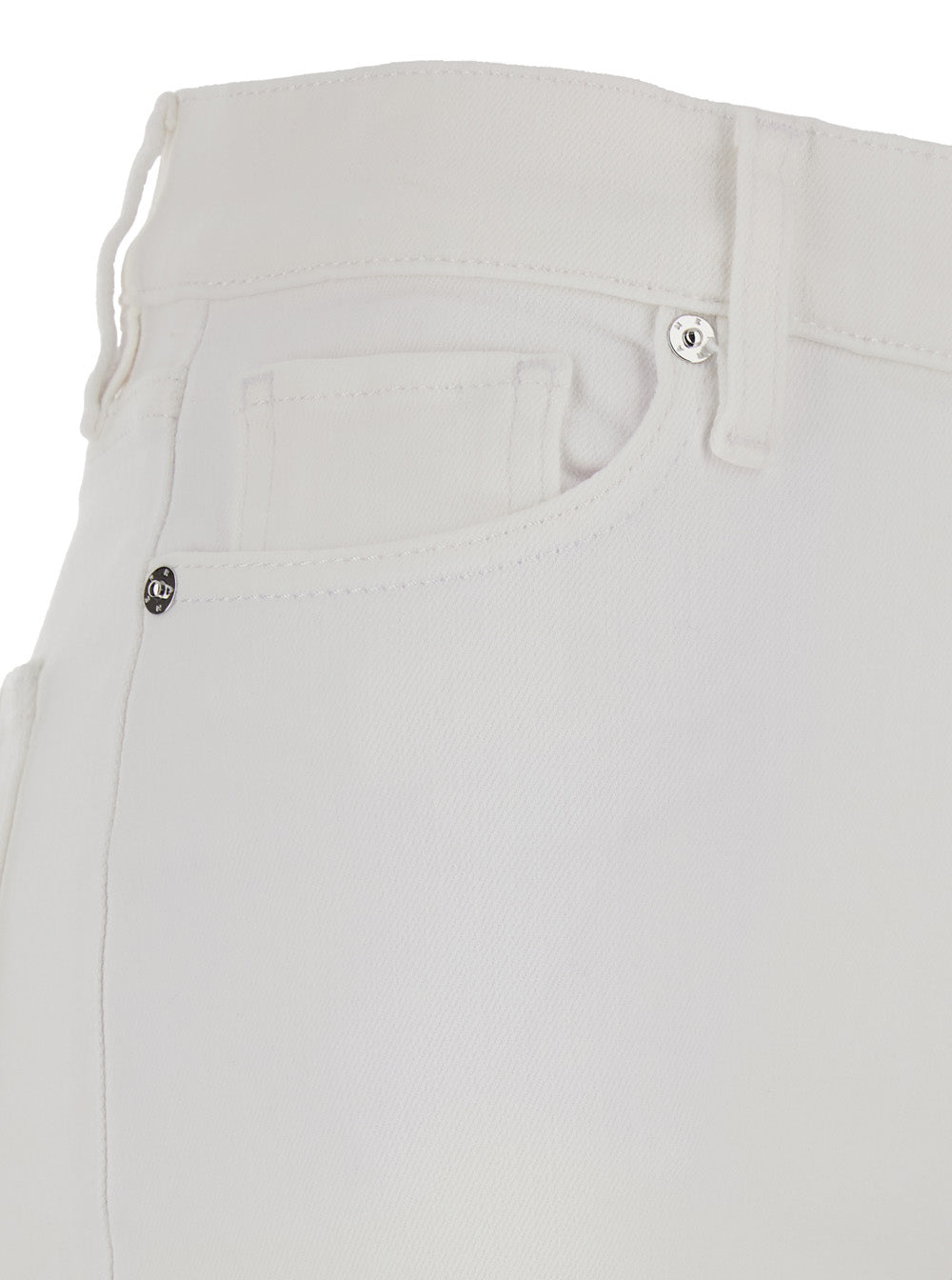 Jeans Le Slim Palazzo with Belt Loops and Wide Leg in White Denim for Women Cotton Rayon Elastane