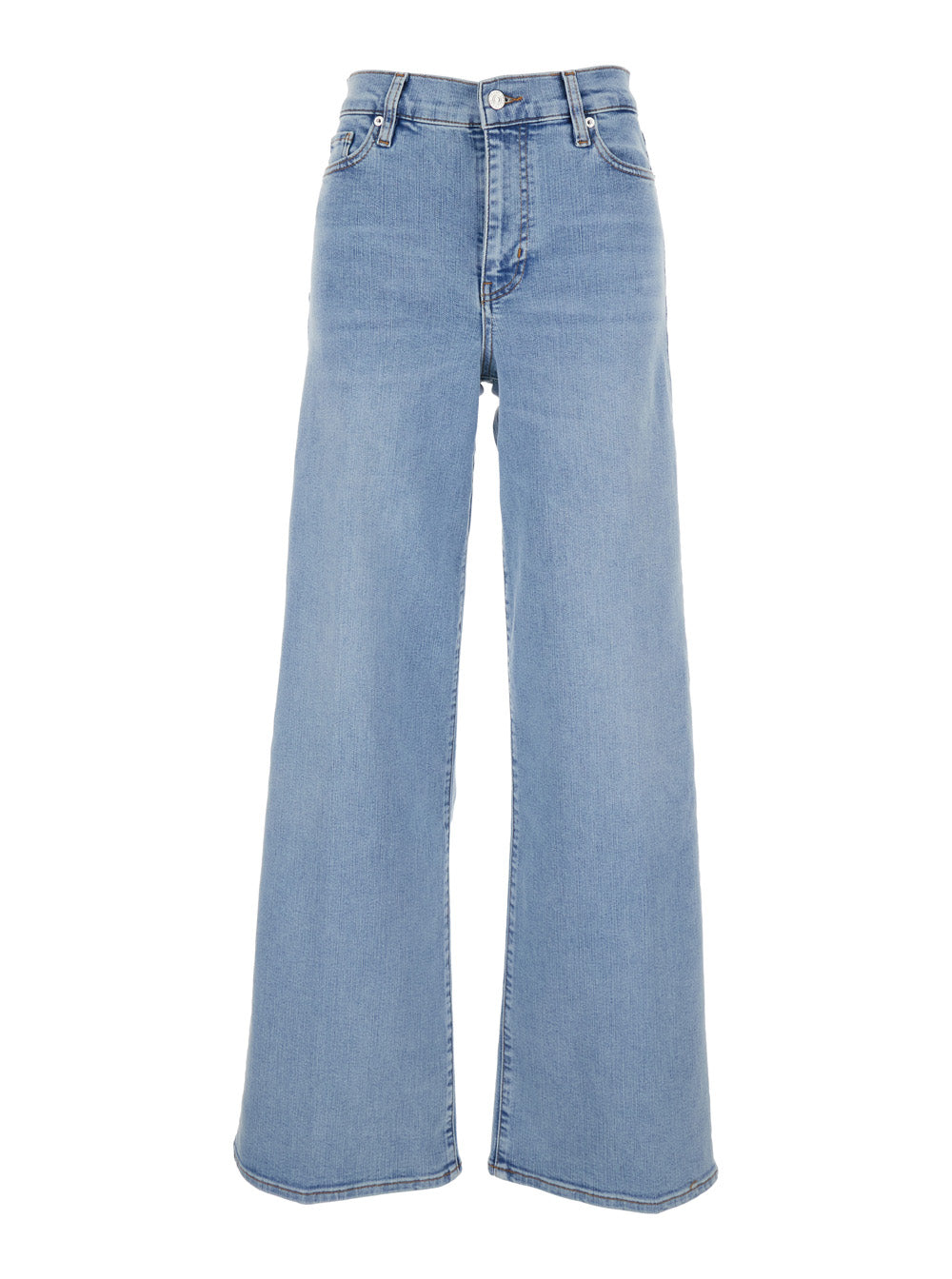 Jeans Le Slim Palazzo with Wide Leg and Belt Loops in Blue Denim for Women Light
