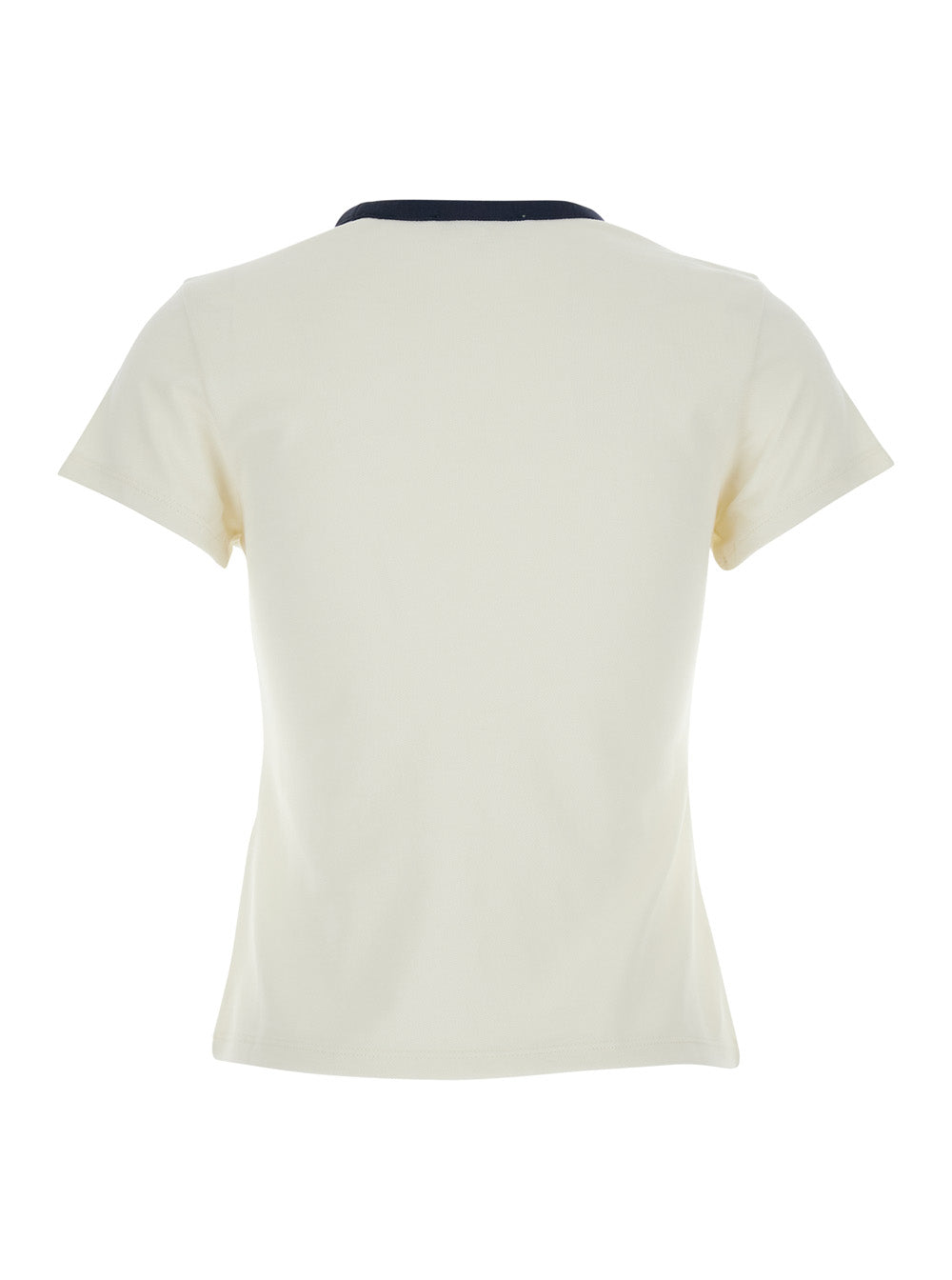 white crew neck T-shirt in cotton woman Tshirts And Polo Shirts