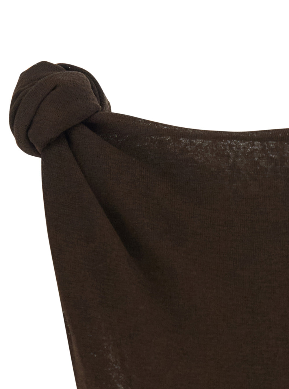Marl Brown Long Dress With Layered Design And Knot Detail Tech Fabric Women
