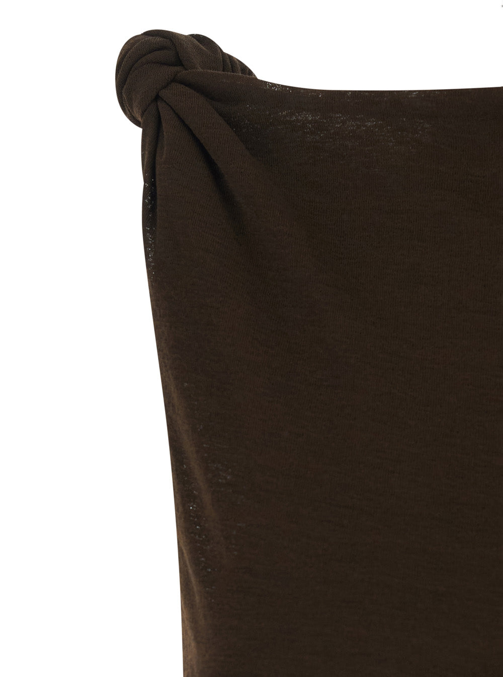 Top Marl Mesh Tie Knot Brown with V-Neck in Tech Fabric for Women Tops