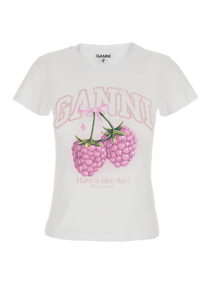 Baby Fit White T-Shirt With Logo Detail On The Front Cotton Woman Tshirts And Polo Shirts