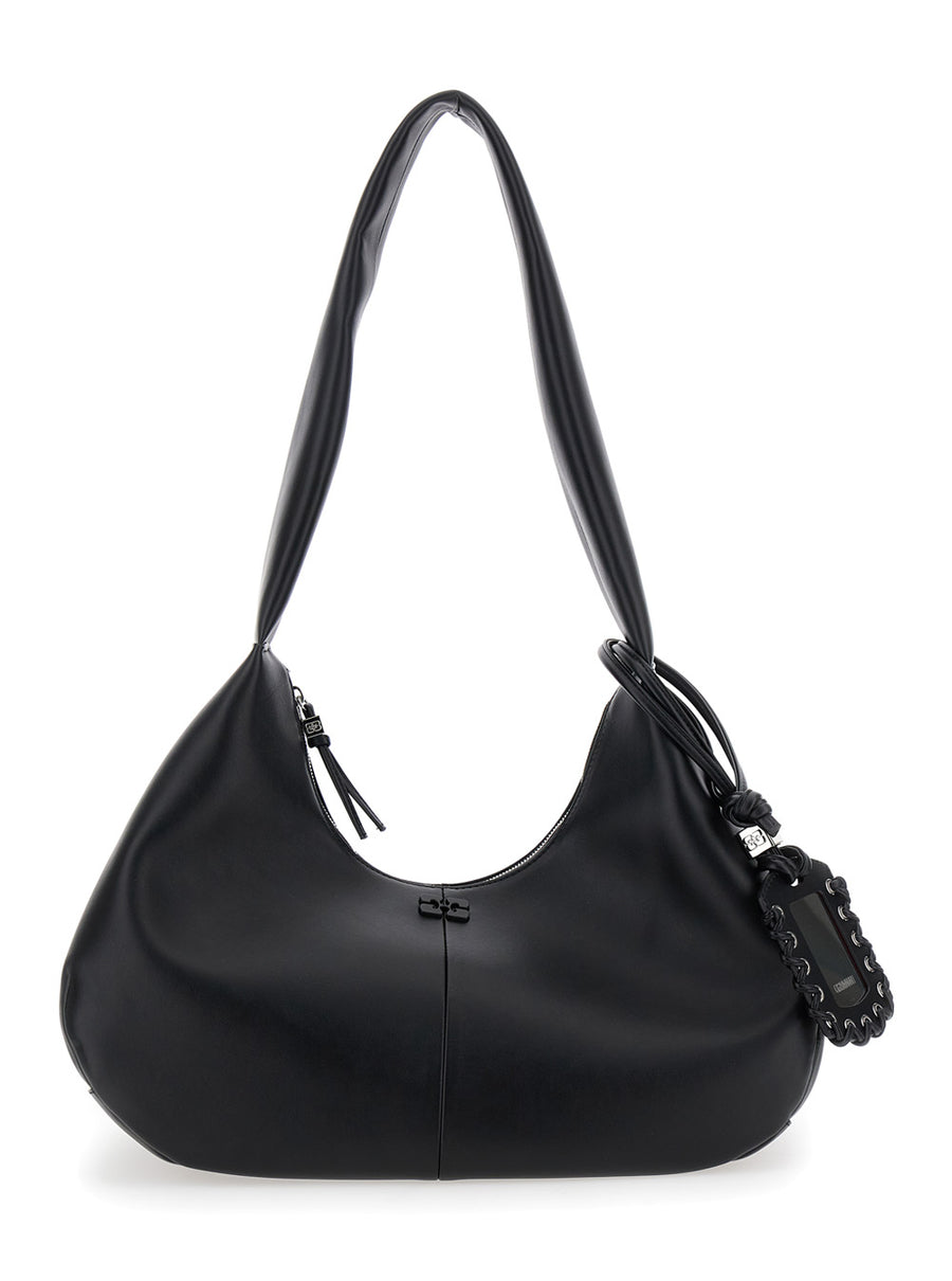 Shoulder Bag Bou Hobo Black Leather Recycled