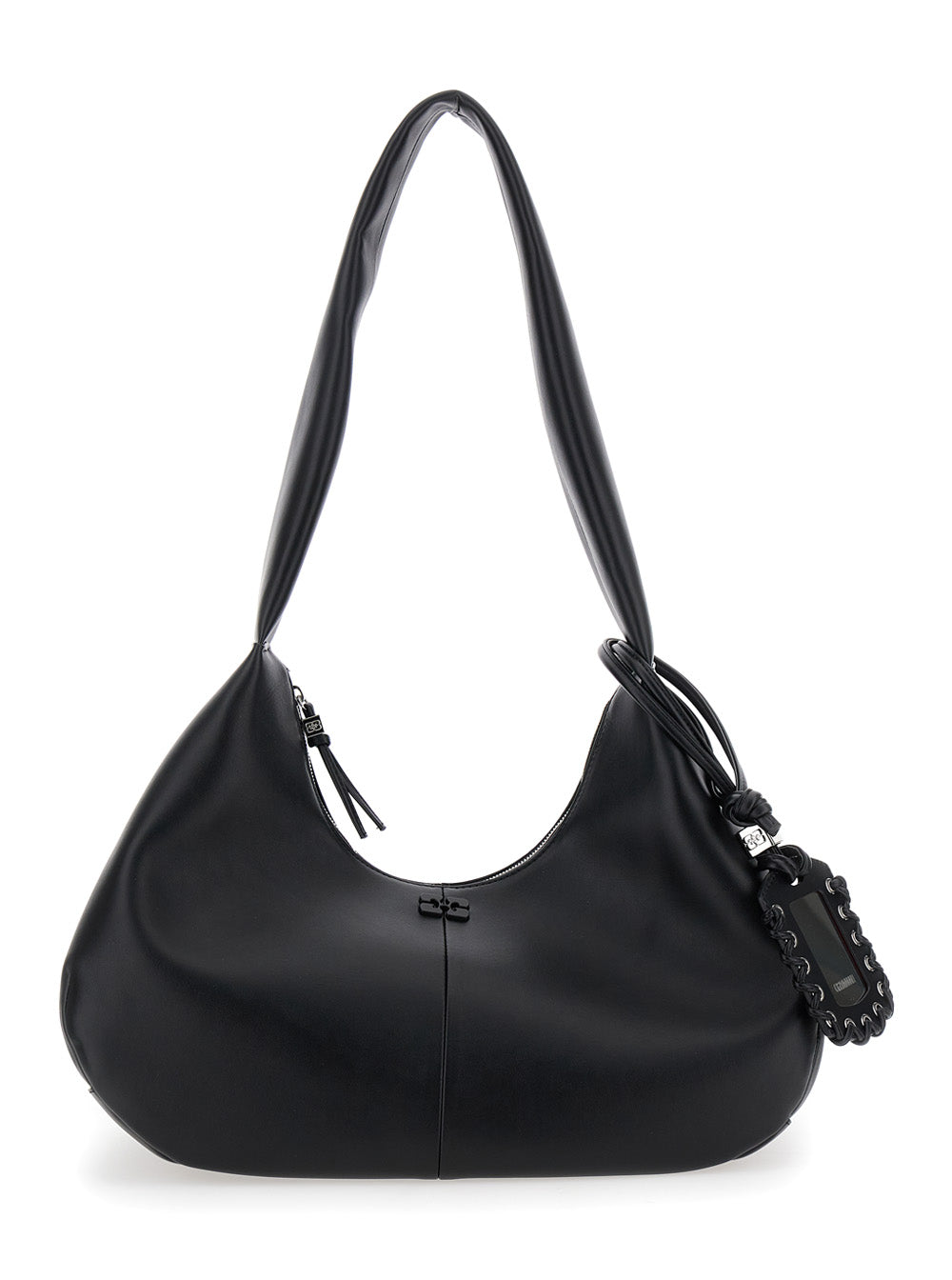 Shoulder Bag Bou Hobo Medium with Strap and Removable Black Leather Logo Patch for Women