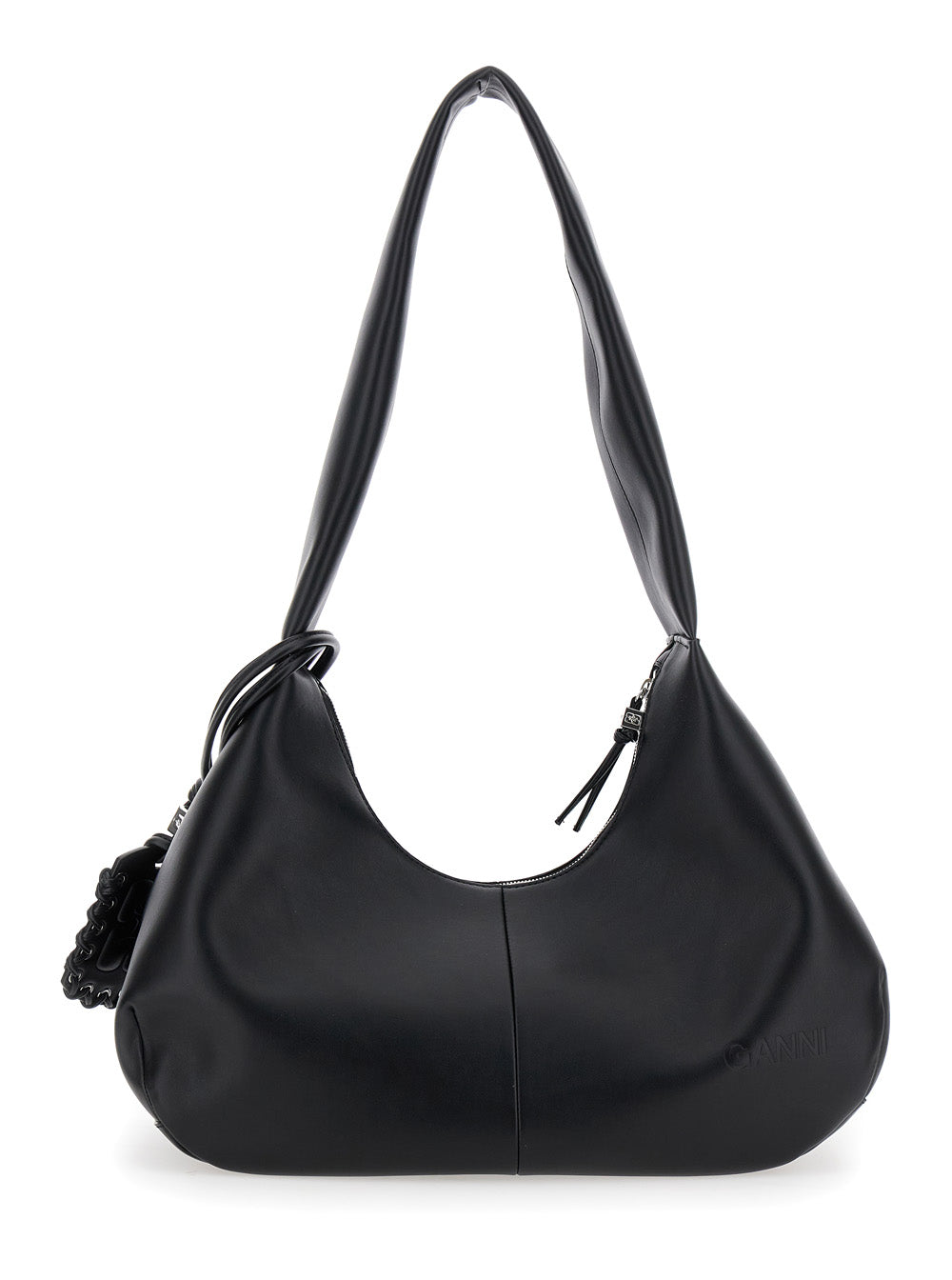 Shoulder Bag Bou Hobo Medium with Strap and Removable Black Leather Logo Patch for Women