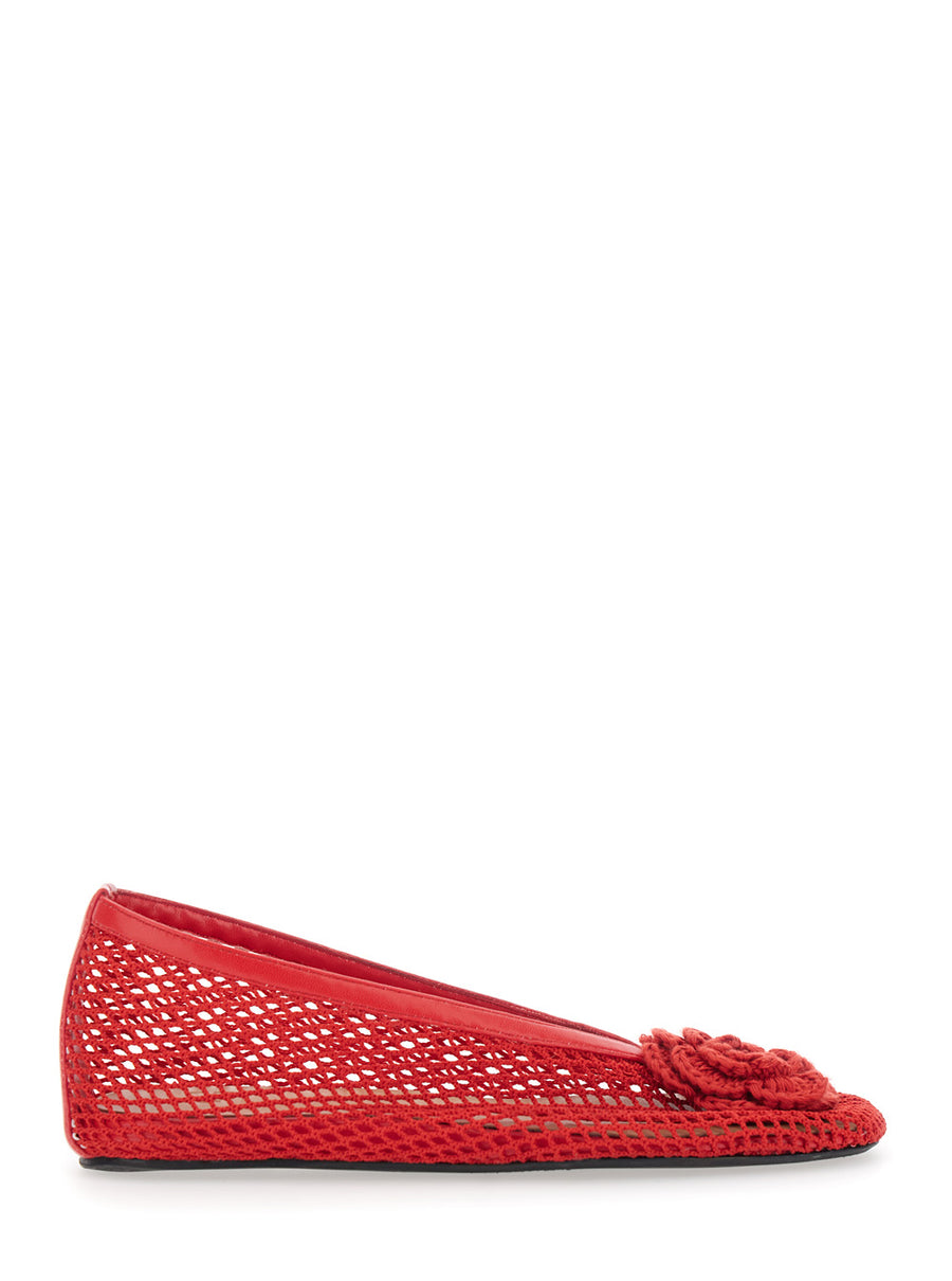 Ballet Shoes Jenny Red Mesh Flower Ballerina