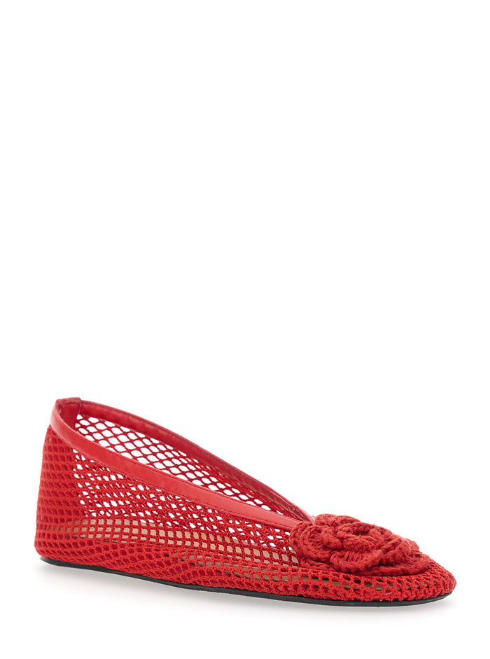 Ballet Shoes Jenny With Red Mesh Flower For Women Ballerinas