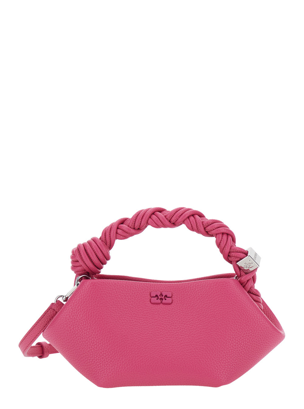 Bou Pink Mini Handbag with Braided Handler in Leather Woman Hand Bags