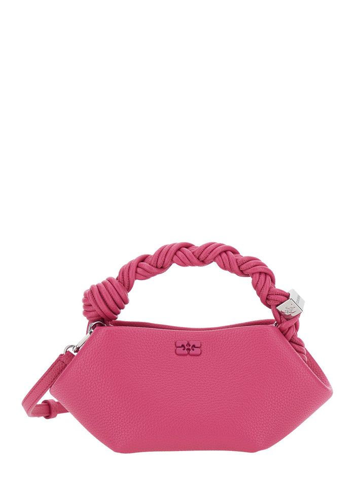 Bou Pink Mini Handbag with Braided Handler in Leather Woman Hand Bags