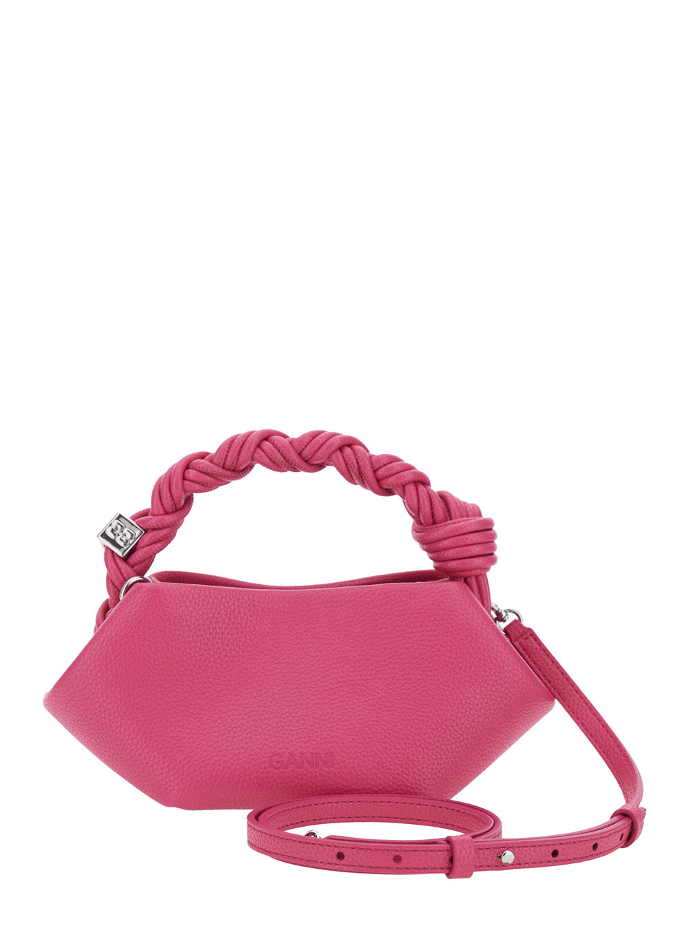 Bou Pink Mini Handbag with Braided Handler in Leather Woman Hand Bags